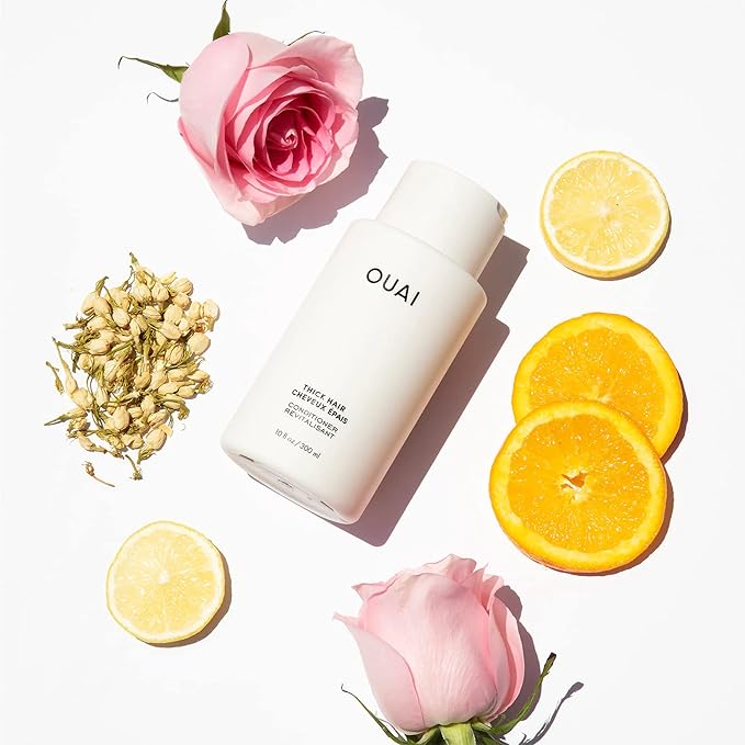 OUAI Thick Shampoo and Conditioner Set - Sulfate Free Shampoo and Conditioner for Thick Hair - Made with Keratin, Marshmallow Root, Shea Butter & Avocado Oil - Free of Parabens & Phthalates (10 Fl Oz)