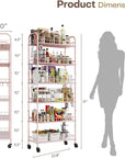 6 Tier Slim Rolling Storage Cart with Wheels, Metal Mobile Shelving Unit Organizer Utility Cart for Office Bathroom Kitchen Laundry Room Narrow Places (Pink 10 Inches)