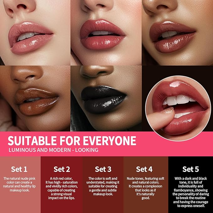 3PCS Black Lip Liner and Lipstick Set – Bold Matte Lipstick, Precision Liner & High-Shine Gloss for Gothic, Halloween, Cosplay & Editorial Looks – Long-Lasting, Smudge-Proof Lip Makeup Kit (Black)