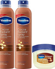 Vaseline Cocoa Radiant Spray Body Lotion 2-Pack + Mini Lip Therapy for Soft, Glowing Skin & Lips