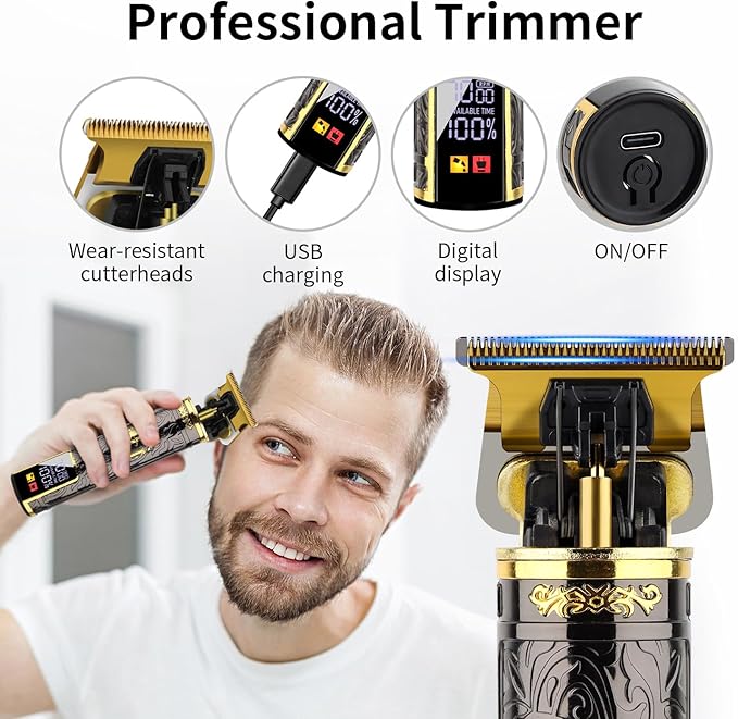Professional Hair Clipper Set for Men, Rechargeable Cordless Clippers and Trimmers Set, Electric Foil Shavers and Beard Trimmers, Hair Cutting Tools with LED Display, Gifts for Men