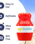 Solar Buddies Sunscreen Applicator - Single Red - Refillable Roll on Sponge Sunscreen, Suncream & Lotion Applicator For Kids, Adults & Families - Holds 3.4fl oz, Perfect Size for Travel