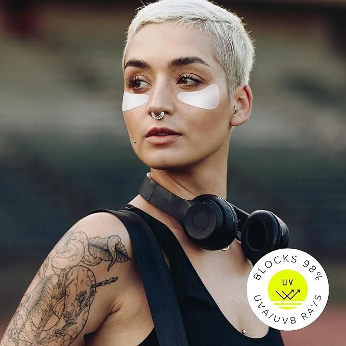 Sun Patch, Reusable Under Eye Sunblock Patches, 100% Silicone Sunscreen Under Eye Patches for UV Protection, Face Stickers with UPF 50, 1 Pack/4 Pairs, White (Golf, Surf, Swim, Ski & Snow, Outdoors)