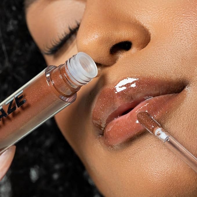 Palladio Lip Glaze Serum, Hydrating Lip Gloss with Peptides & Hyaluronic Acid for Plump, Smooth, and Nourished Lips – Vegan, High-Shine, Non-Sticky Finish (Mocha Martini)