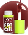NYX PROFESSIONAL MAKEUP Fat Oil Lip Drip, Moisturizing Lip Oil Gloss, Vegan Tinted Formula, Up to 12 HR Hydration - Inside Scoop (Plum Brown)
