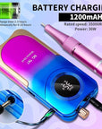 Portable Nail Drill Cordless,35000 RPM Electric Nail File with Holder,Rechargeable Nail Drill E Filer for Nails,Electric Nail Buffer Nail Dremel Tool for Women (Gradient Purple Blue)