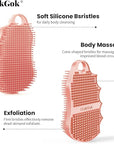 Silicone Body Scrubber Silver-Infused Dual-Sided 3-in-1 for Shower, Body Cleaning+Massage+Exfoliator Body Brush Buffer for Men and Women, Silicone Loofah, Non-Slip Handle (Pink)