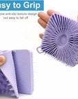 Silicone Body Scrubber Women, Dual-Sided Design Exfoliating Body Brush Buffer Scrubber and Scalp Massager, Shower Scrubber for Body, Silicone Loofah, Ergonomic No-Slip, Easy to Clean(Purple)