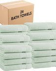 Arkwright Bath Towels Set of 4 - (Bulk Case of 24) Super Soft 100% Cotton, 600 GSM Quick Dry & Absorbent, Luxury Bathroom Essentials for Hotels, Spa, Hosts, and Vacation Rentals, Eucalyptus Green