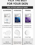 SNP Real Active Hydrating Ampoule Sheet Mask | Moisturizing and Nourishing for All Skin Types | Vegan Sheet Masks with Hyaluronic Acid | Korean Face Masks Skincare | Facial Mask | 10 Sheets