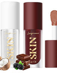 LANGMANNI Moisturizing Lip Oil,No-Sticky Lip Gloss Lip Balm Lip Care,Fruit Flavoured Lip Oil For Dry Lip's Moisturizing Hydrating And Nourishing ((Chocolate+Coco))
