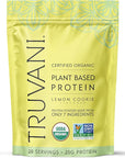 Truvani Vegan Pea Protein Powder | Lemon Cookie | 20g Organic Plant Based Protein | 20 Servings | Keto | Gluten & Dairy Free | Low Carb | No Added Sugar