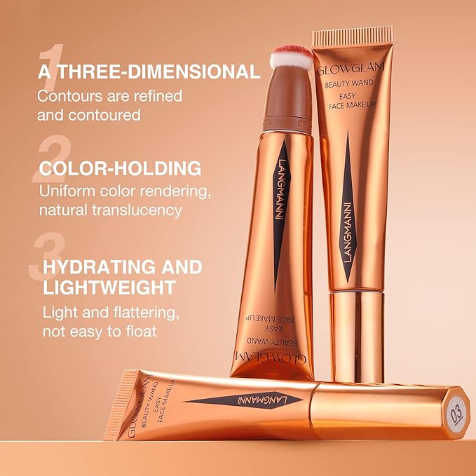 LANGMANNI Liquid Contour Beauty Wand, Face Concealer Contouring,Highlighter,Blusher Blush Pen)