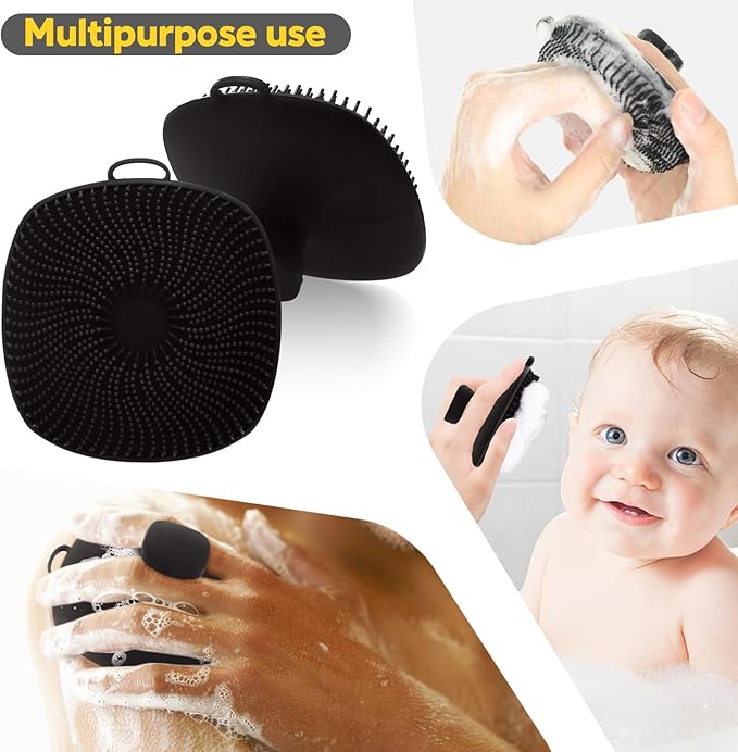 VWMYQ Silicone Body Scrubber, Silicone Loofah New Upgrade Richer Foam and Effective Cleaning, Ergonomic No-Slip Handle, Long-Lasting & Easy to Clean