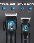 Professional Hair Clippers Trimmer Kit,Cordless Hair Clippers for Men,Barber Fading Clipper and Zero Gap T-Blade Trimmer Set with LED Display for Mens Gifts (Black)