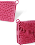 Silicone Body Scrubber Women, Dual-Sided Design Exfoliating Body Brush Buffer Scrubber and Scalp Massager, Shower Scrubber for Body, Silicone Loofah, Ergonomic No-Slip, Easy to Clean Clean(Red)