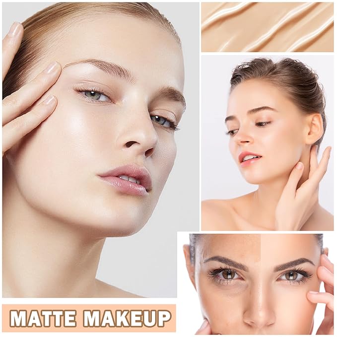 AWCCXMYM Flawless AirBrush Foundation High Coverage Foundation Smooth Creamy Matte Spray Foundation Makeup Kit For Mature Skin With Natural Nude Finish #Natural/Warm Porcelain