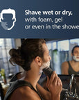 Philips Norelco Shaver 1100 Series, Dry Electric Shaver, 27 Self-Sharpening ComfortCut Blades, 4D Floating Heads, P-Cap, Deep Black, Model S1016/90