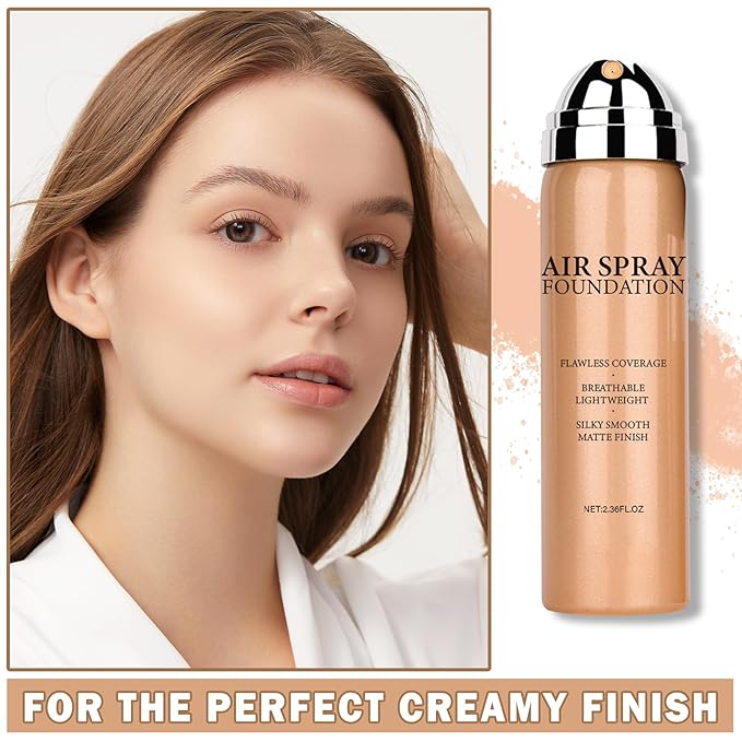 Flawless AirBrush Foundation High Coverage Foundation Smooth Creamy Matte Spray Foundation Makeup Kit For Mature Skin With Natural Nude Finish #Nude