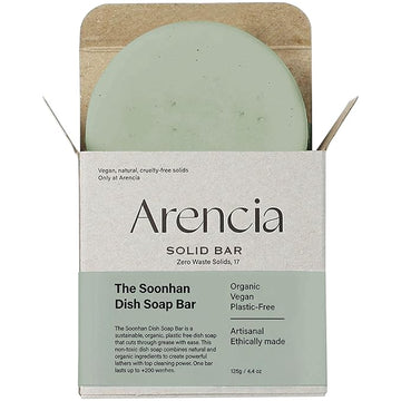ARENCIA Organic Natural Dish Soap Bar – Non-Toxic, Vegan, Eco Kitchen Bar, Sustainable, Zero Waste, Plant-Based, Free of Fragrance, Cuts Through Grime, Camping, Oatmeal Dish Soap