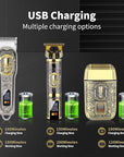 Professional Hair Clipper Set for Men, Rechargeable Cordless Clippers and Trimmers Set, Electric Foil Shavers and Beard Trimmers, Hair Cutting Tools with LED Display, Gifts for Men