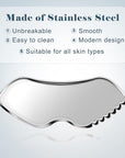 MoHern 2 Pcs Stainless Steel Gua Sha Tool, Gua Sha Facial Tools, Durable GuaSha Tool for Jawline Sculpting, Face Massager, Puffiness Reducing, Skin-Care Gift