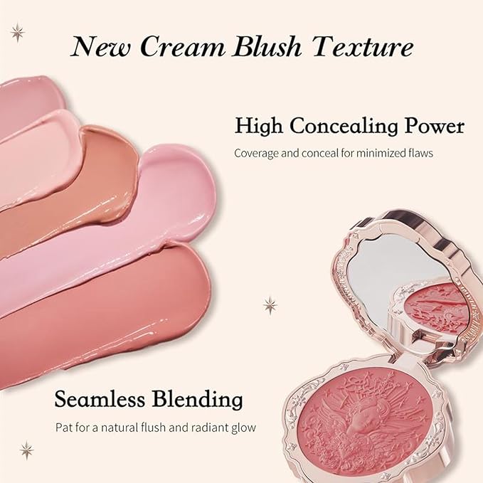 Flower Knows Little Angel Cream Blush,Buildable & Blendable Makeup Blush for cheeks,Soft & Long-lasting,Dusty Mauve Rose Flush for All Skin Tones(04 Rose Ashes,6g)