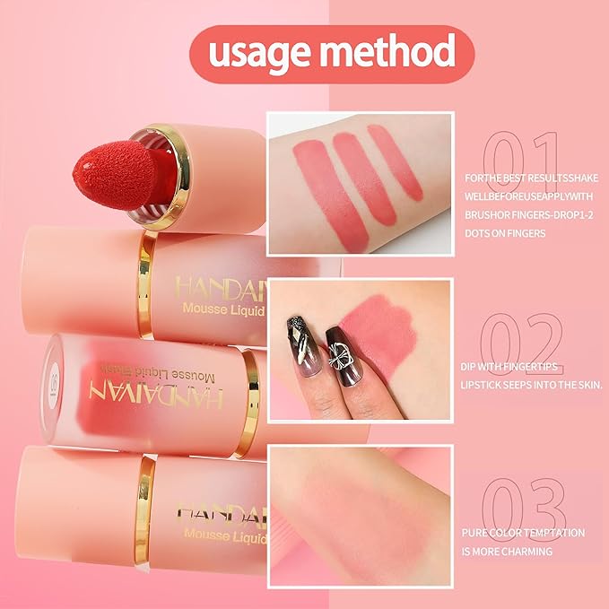 AKARY Mousse Liquid Blush, Soft Cream Makeup Blush, Cheek Tint(05#Chocolate)