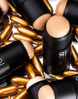 Palladio BUILD & BLEND Foundation Stick, Medium Coverage Buildable Contour Stick for Face, Ultra Blendable Creamy Formula for a Natural Shine Free Finish, (Warm Caramel)