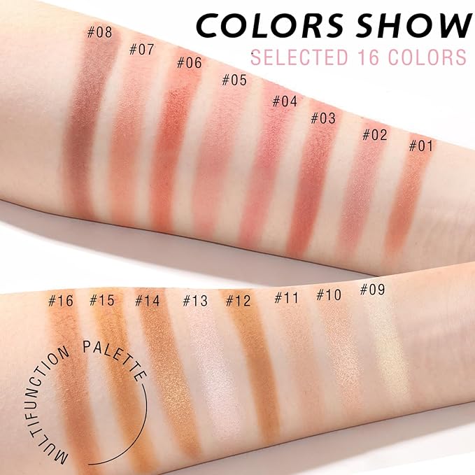 16 Colors Blush Contour Highlighter Makeup Palette with Blushes Set