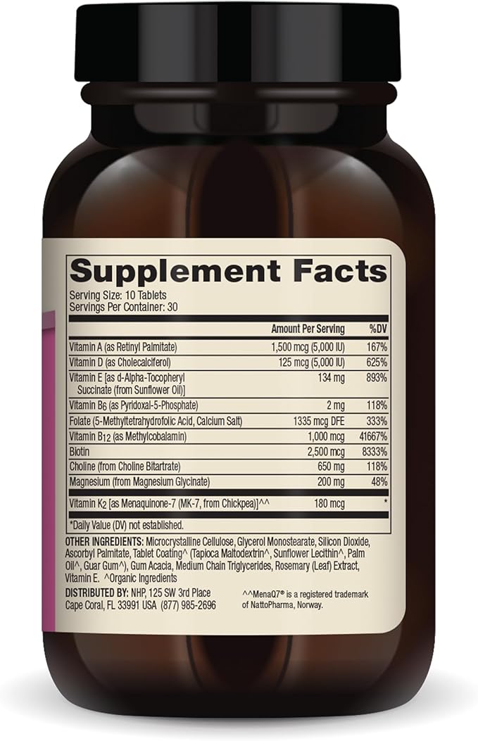 Dr. Mercola Multivitamin Mini-Tabs for Women, 30 Servings (300 Tablets), with 10 Key Nutrients, Supports Optimal Women’s Health, Non-GMO