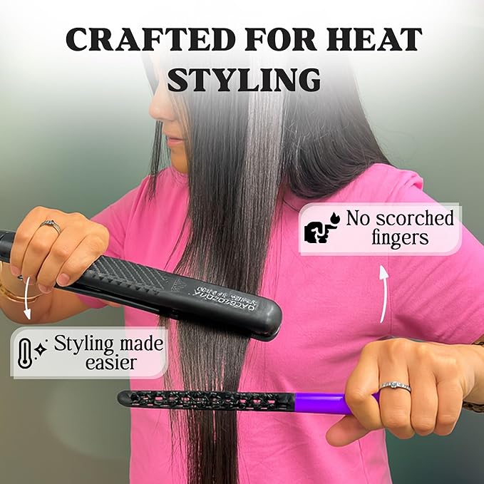 Herstyler Hair Straightening Comb - Straightener Comb for Flat Iron - Makes Styling Easy - Get Straight Hair in Minutes (Purple)