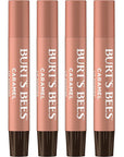 Burt's Bees Shimmer Lip Tint Set, Tinted Lip Balm Stick, Moisturizing for All Day Hydration with Natural Origin Glowy Pigmented Finish & Buildable Color, Caramel (4-Pack)