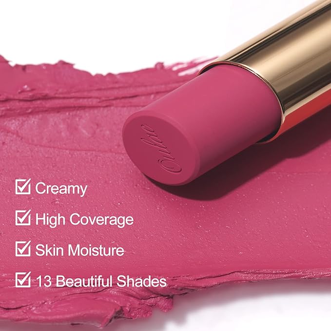 Oulac Rose Pink Matte Lipstick for Women, Lipstick & Blush Duo,Soft Creamy Satin Finish Lipsticks, Moisturising Formula, Rich Color Lips, Highly Pigmented, Rose Oil, Vegan & Cruelty-Free| 3.6g (Y07)
