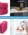Silicone Body Scrubber Women, Dual-Sided Design Exfoliating Body Brush Buffer Scrubber and Scalp Massager, Shower Scrubber for Body, Silicone Loofah, Ergonomic No-Slip, Easy to Clean Clean(Red)