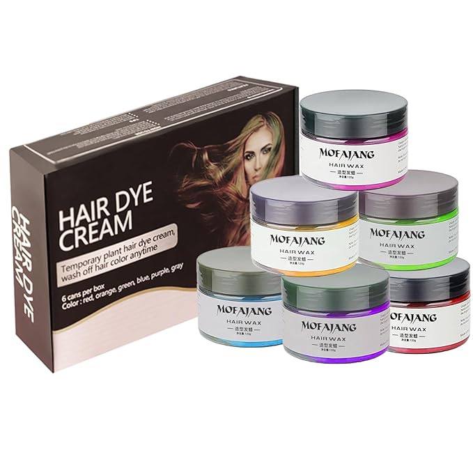 Temporary Hair Color Chalk For Kids, Hair Wax Color For 4 5 6 7 8 9 Year Old Girl Gifts, Birthday,Party, Cosplay DIY, Children's Day, Halloween, Christmas (6, Red Pink Gold Blue Green Purple)