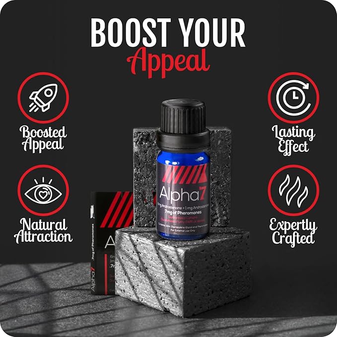 Alpha 7 Unscented - Pheromone Cologne for Men with Pure Pheromones - High Concentration Blend to Attract Women - Top Selling Perfume Oil Designed to Complement Your Scent (1x (1 ml) and 1x (10 ml))