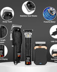Professional Hair Clipper Set for Men Electric Shaver Razor Cordless Hair Cutting Barber Clippers Beard Trimmer Men’s Grooming Kit Gifts for him (Black)