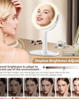 MIYADIVA Makeup Mirror with Lights, 30X Magnifying Mirror with 2-Sided Switch, Vanity Mirror with 3 Colors and Adjustable Brightness, 80 LEDs, Ideal Gift for Daily Makeup and Skincare, 8.8 Inches