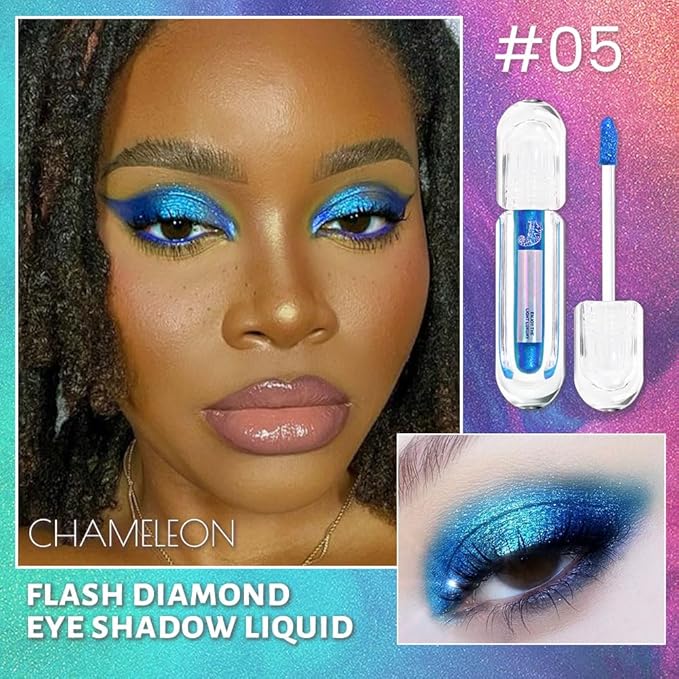 AMY'S DIARY Duochrome MultiChrome Chameleon Liquid Metallic Eyeshadow, High-Impact Multi-Dimensional Finish,blue Teal Silky Smooth and High Pigment Holographic Glitter Eyeshadow Makeup (05#)