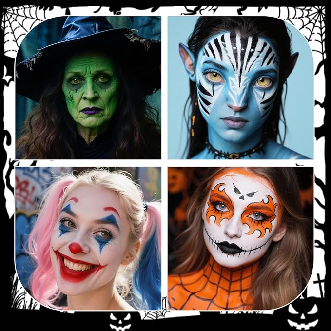 White Face Paint 70ml - Professional Water-Based Body Paint for Skeleton, Clown & Zombie Looks, Non-Toxic Washable Face Body Paint for Halloween SFX Cosplay Makeup ,Costume Events,Party