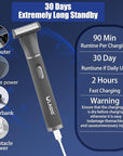 Body Hair Trimmer for Men, 4 in 1 Versatile Hair Trimmer for Groin/Ball/Beard/Eyebrow/Nose/Ear Hair Shaver, USB-C Rechargeable, Mens Grooming Kit for Smooth Shaving with Storage Bag
