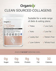 Organixx Collagen Peptides Powder with Vitamin C, Types I, II, III, V, X Hydrolyzed Collagen, Hair, Nail, Skin, Bone & Joint Health, Aging Support, Clean Sourced, Gluten Free, Unflavored, 20 Servings
