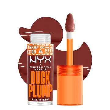 NYX PROFESSIONAL MAKEUP Duck Plump High Pigment Plumping Lip Gloss with Spicy Ginger, Vegan Lip Makeup - Wine Not ( Reddish Brown)