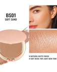 Oulac Matte Bronzer Powder Face Makeup with Mirror Cruelty-Free BS01