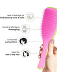 Tangle Teezer Ultimate Detangler Curly Hair Brush, Dry & Wet Hairbrush, Reduces Frizz & Breakage, for 3C to 4C Curly Hair Types, Cyber Lime & Pink