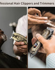 Suttik Professional Barber Hair Clippers and Trimmers Set, Cordless Barber Kit Hair Cutting Kit with Travel Case Barber Clippers Set Professioal Mens Grooming Kit