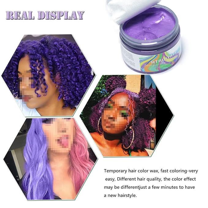 Temporary Purple Hair Color Wax,Natural Hair Spray Color Washable For Kids Women Men For Dark Light Hair Hairstyle Cosplay Halloween Party Christmas Diy Hairstyle