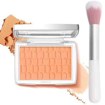 Coral Blush Powder Blush for Cheeks with Brush, Matte Blush Palette Blush Powder Face Blusher, Natural Blendable Formula Silky Lightweight Makeup Blush Rubores de Maquillaje, 004#