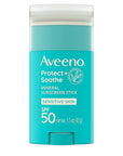 Aveeno Protect + Soothe Mineral Sunscreen Stick for Sensitive Skin, SPF 50, Water-Resistant for 80 minutes, Face & Body Sunscreen with Zinc Oxide & Oat, Fragrance-Free, Travel Size, 1.5 OZ